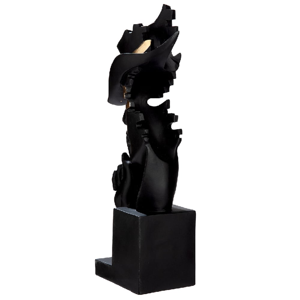 Carnation Secret Keeper Synthetic Resin Sculpture in Black and Gold