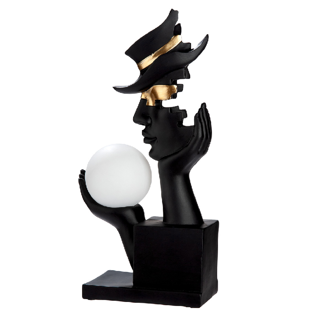 Carnation Silence Art Synthetic Resin Table Lamp in Black and Gold