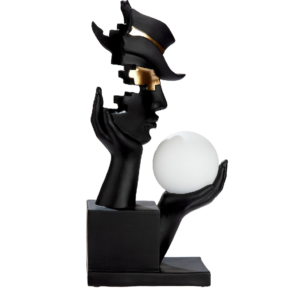 Carnation Silence Art Synthetic Resin Table Lamp in Black and Gold