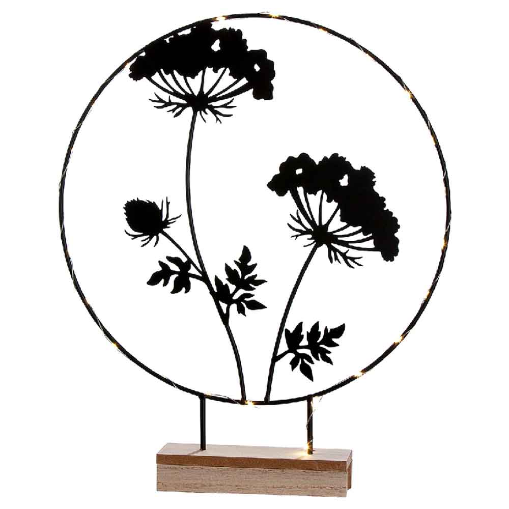 Carnation Small Metal LED Round Flower Table Lamp In Black
