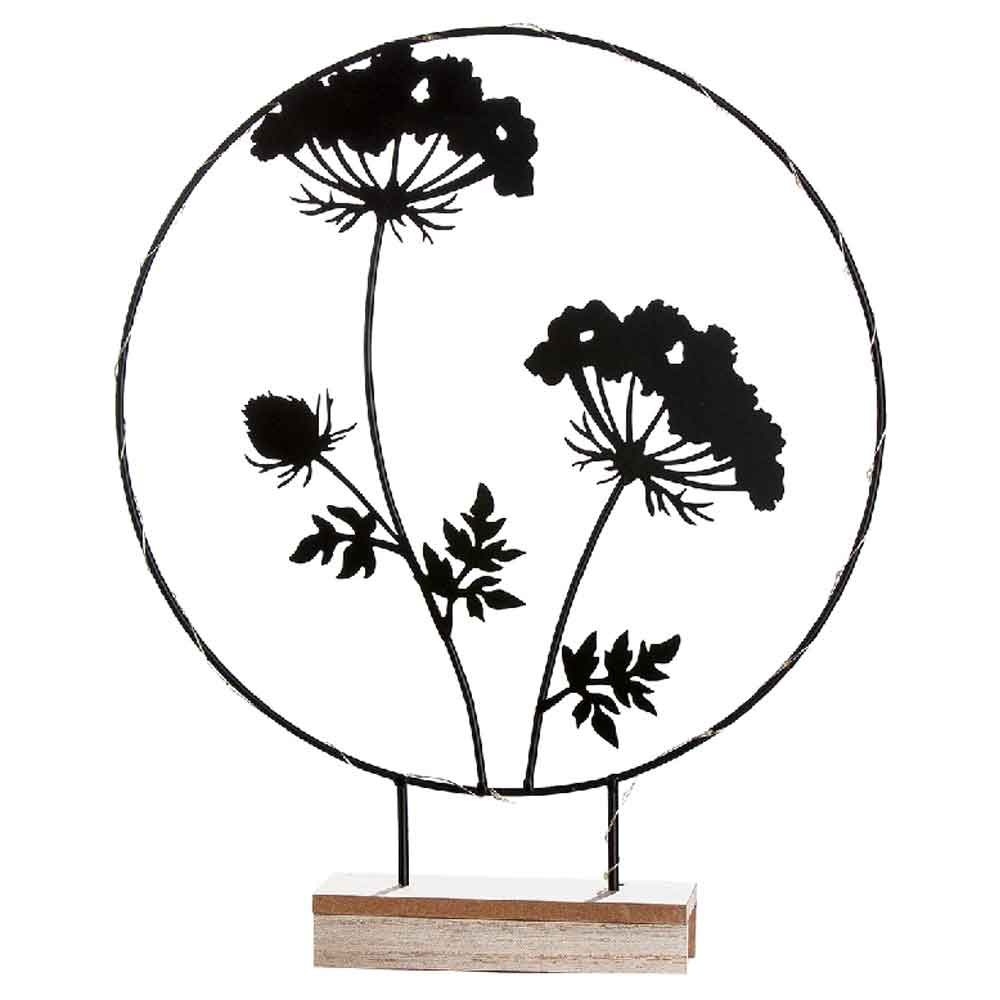 Carnation Small Metal LED Round Flower Table Lamp In Black