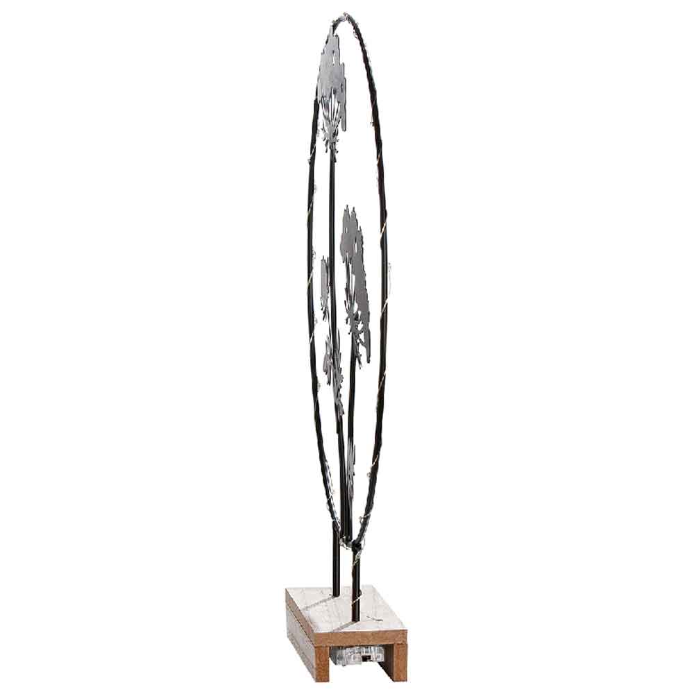 Carnation Small Metal LED Round Flower Table Lamp In Black