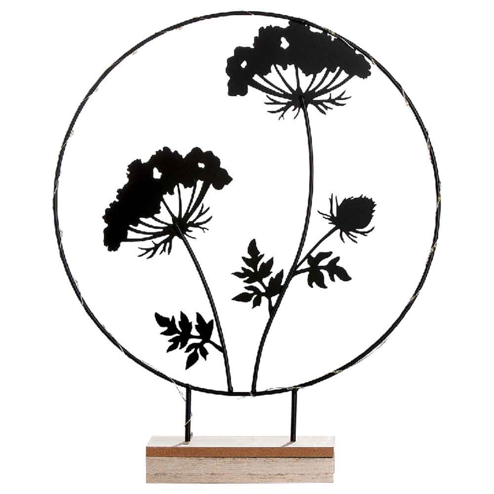 Carnation Small Metal LED Round Flower Table Lamp In Black
