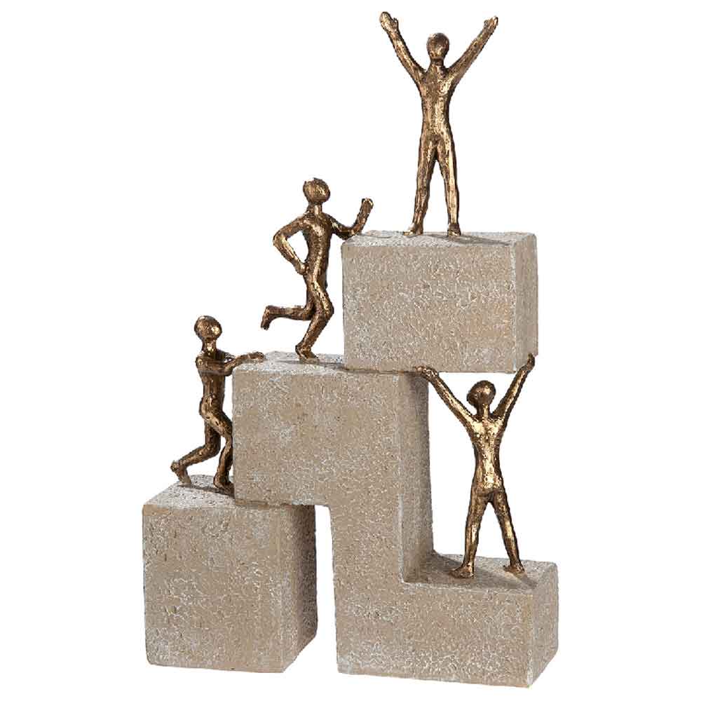 Carnation Synthetic Resin 4 Person Success Climb Sculpture In Cream