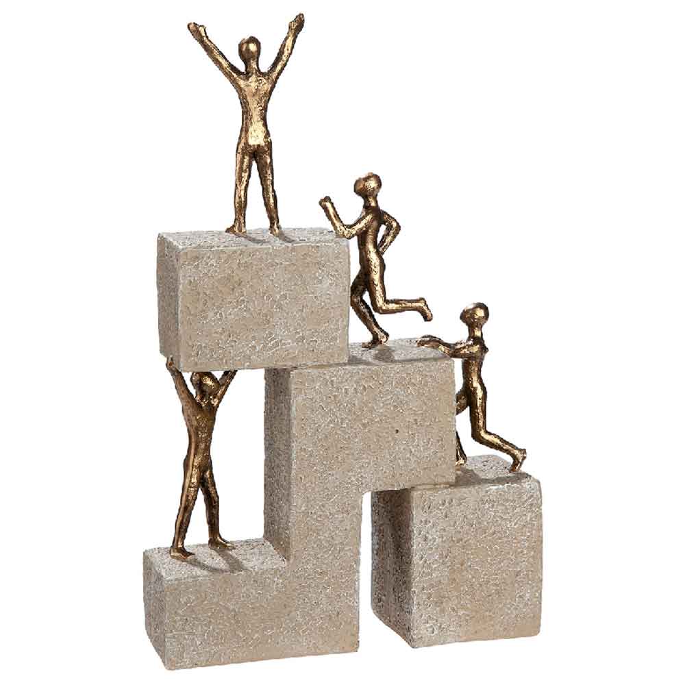 Carnation Synthetic Resin 4 Person Success Climb Sculpture In Cream
