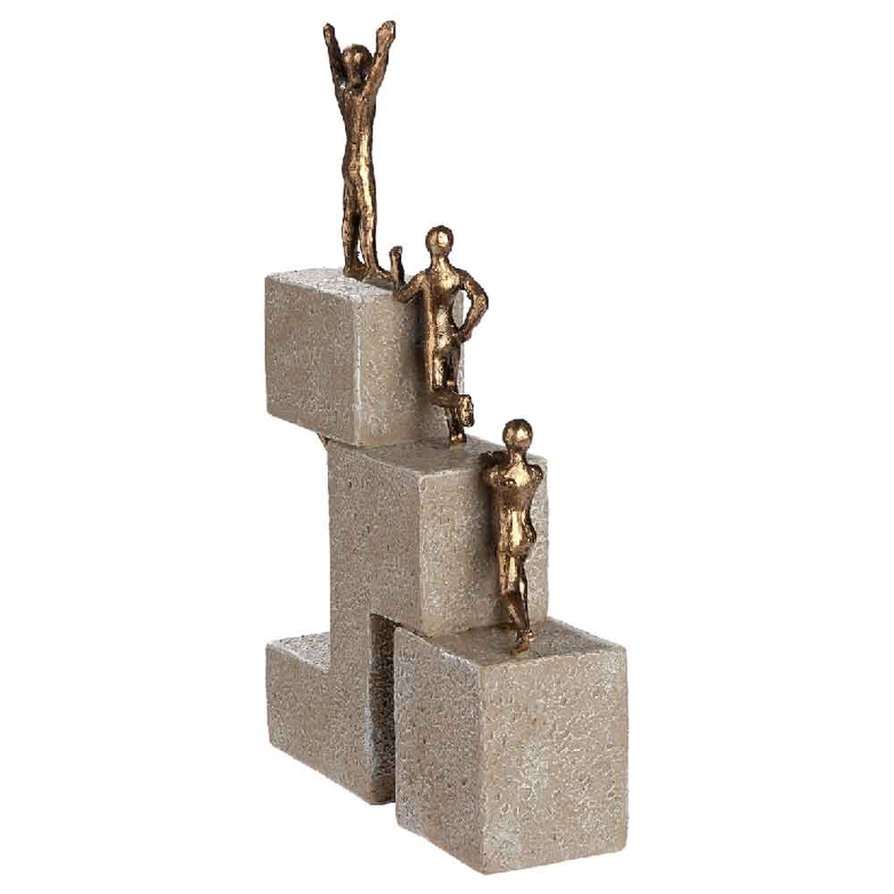 Carnation Synthetic Resin 4 Person Success Climb Sculpture In Cream