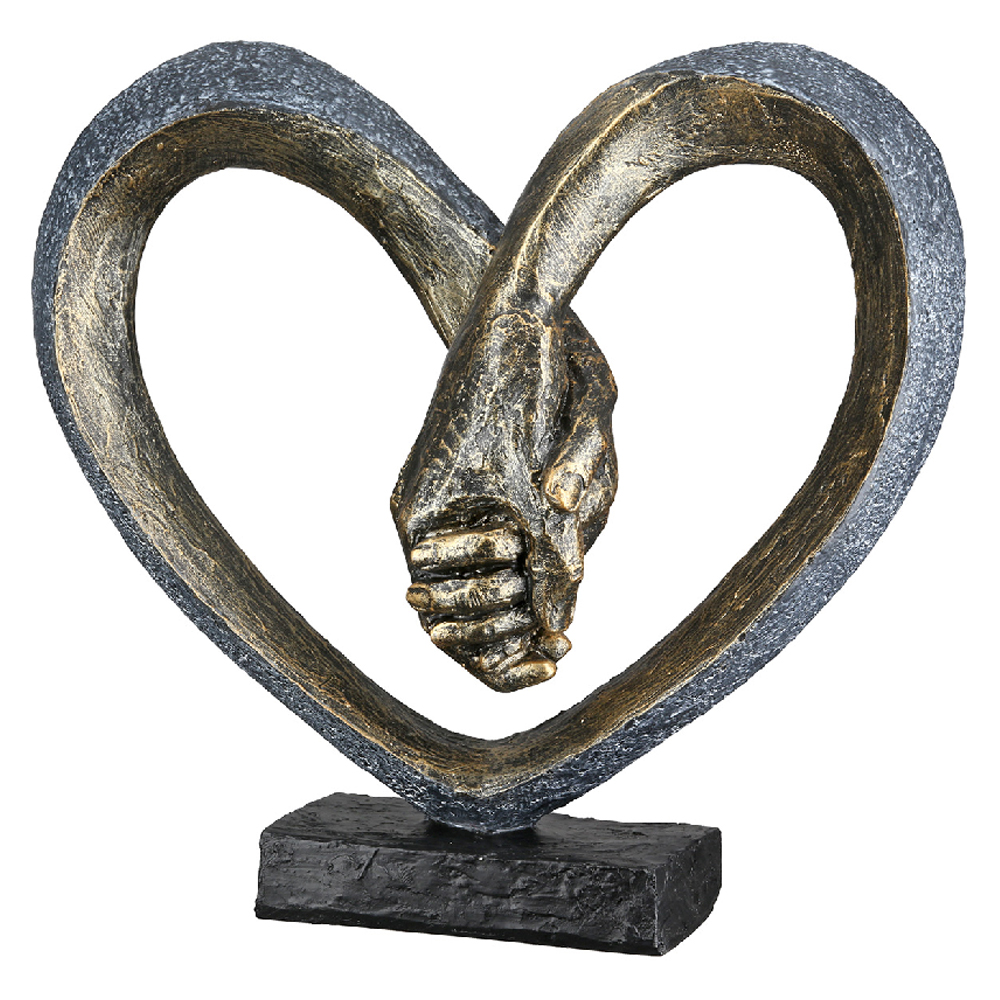 Carnation Synthetic Resin Hand In Hand Sculpture In Antique