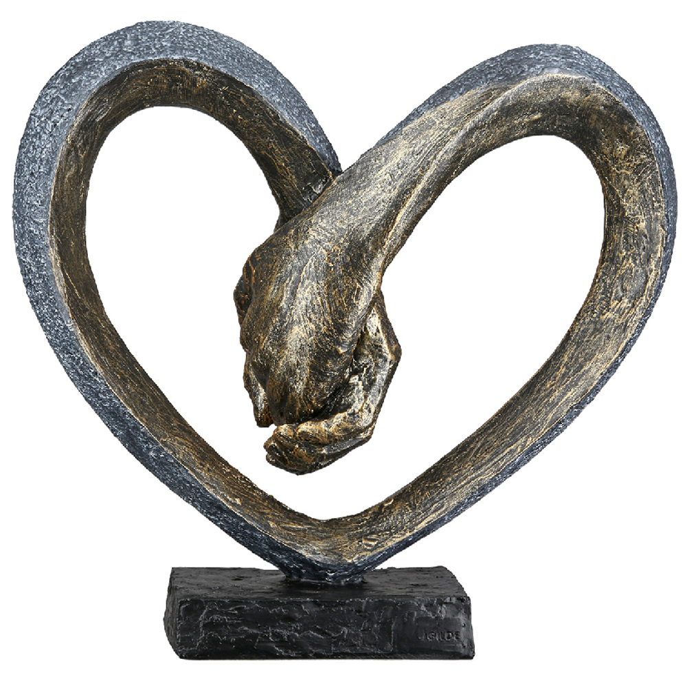 Carnation Synthetic Resin Hand In Hand Sculpture In Antique