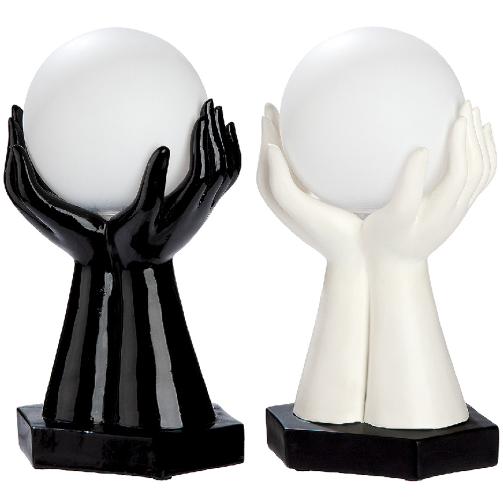 Carnation Synthetic Resin Hands Set of 2 Table Lamp in Black and White