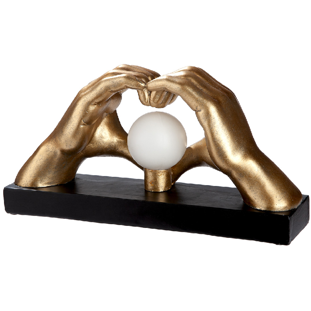 Carnation Synthetic Resin Heart Table Lamp in Black and Gold