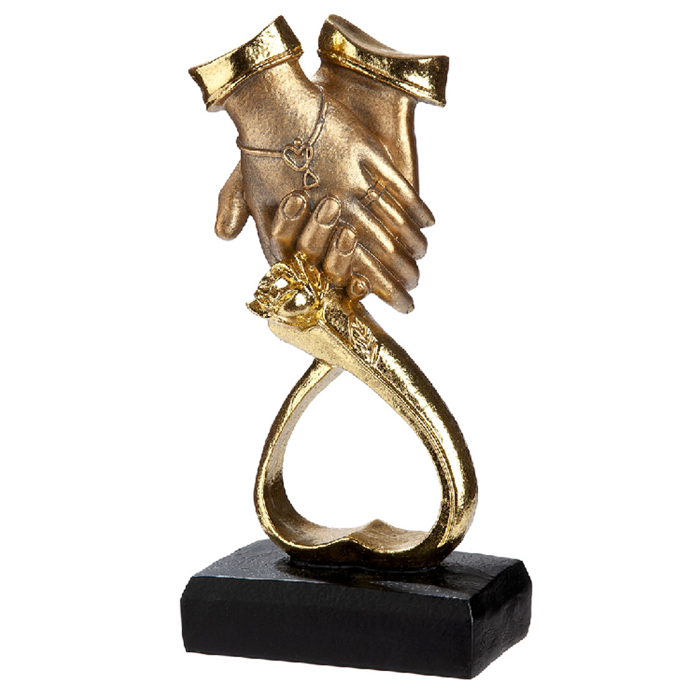 Carnation Synthetic Resin Love Sculpture in Black and Gold