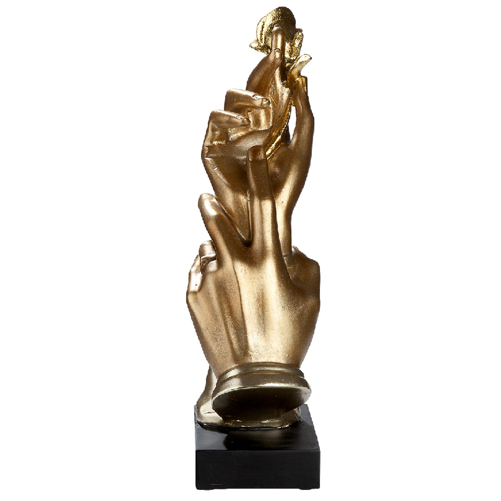 Carnation Synthetic Resin Rose Hand Sculpture in Black and Gold
