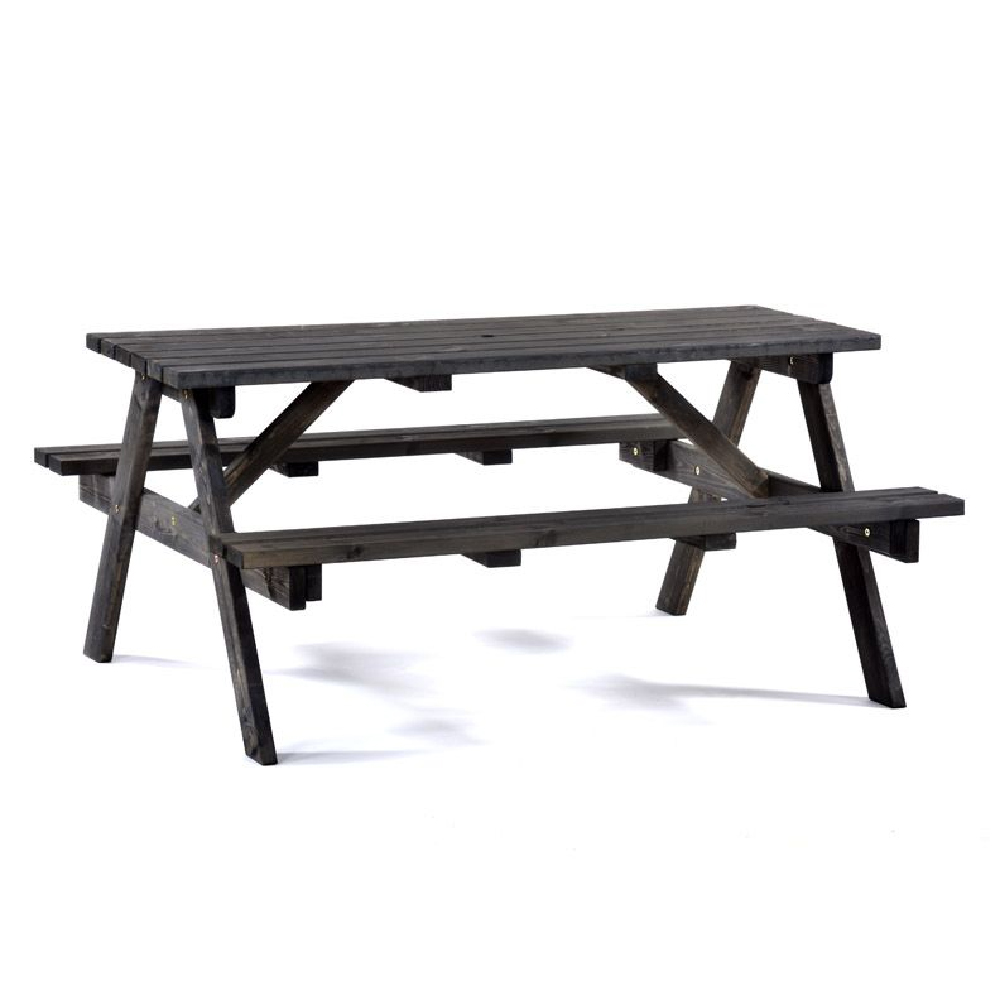 Caius Wooden Picnic Table With Bench In Dark Grey