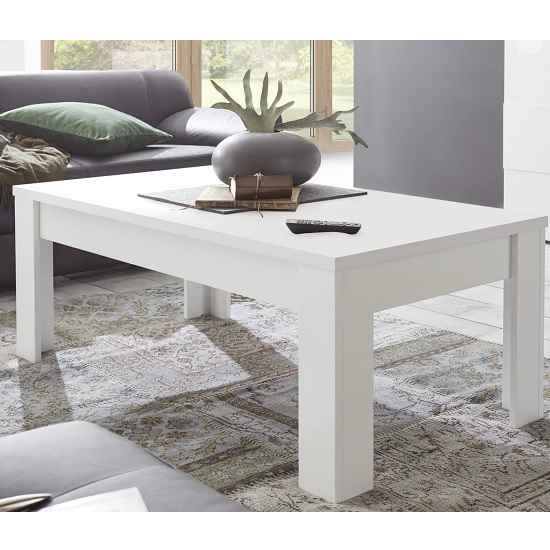 Photo of Carney contemporary coffee table rectangular in matt white