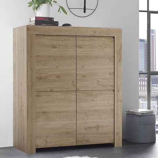 Carney Contemporary Highboard In Cadiz Oak With 4 Doors thumbnail