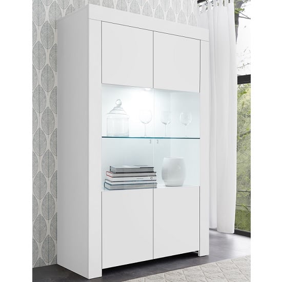 Product photograph of Carney Display Cabinet In Matt White With 2 Doors And Led from Furniture in Fashion