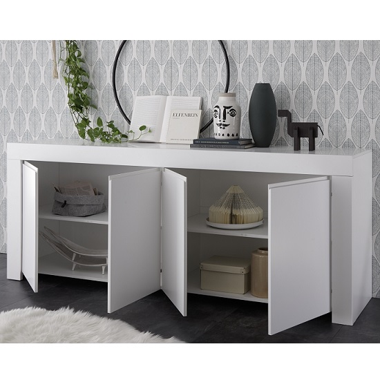 Carney Contemporary Sideboard Large In Matt White With 4 Doors_2