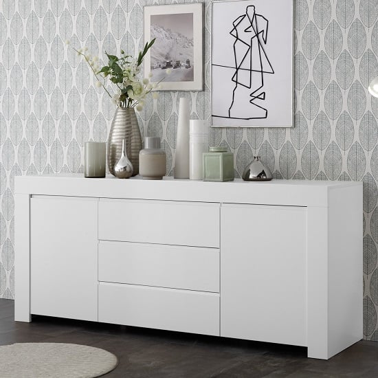 Read more about Carney sideboard in matt white with 2 doors and 3 drawers