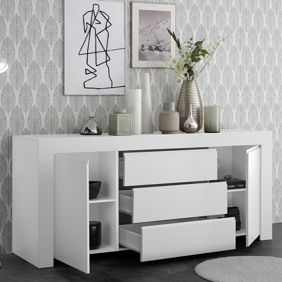 Carney Sideboard In Matt White With 2 Doors And 3 Drawers_2