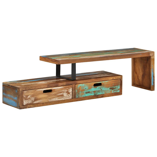 Carnig Reclaimed Wood TV Stand With 2 Drawers In Multicolour