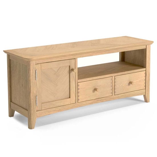 Carnial Wooden Large TV Unit In Blond Solid Oak
