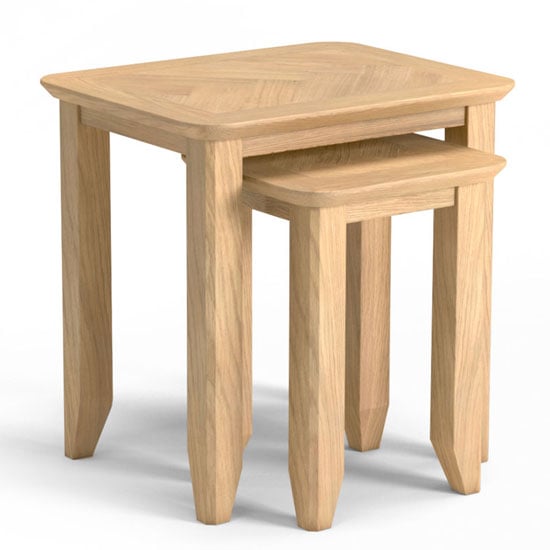 Carnial Wooden Set Of 2 Nesting Tables In Blond Solid Oak_2
