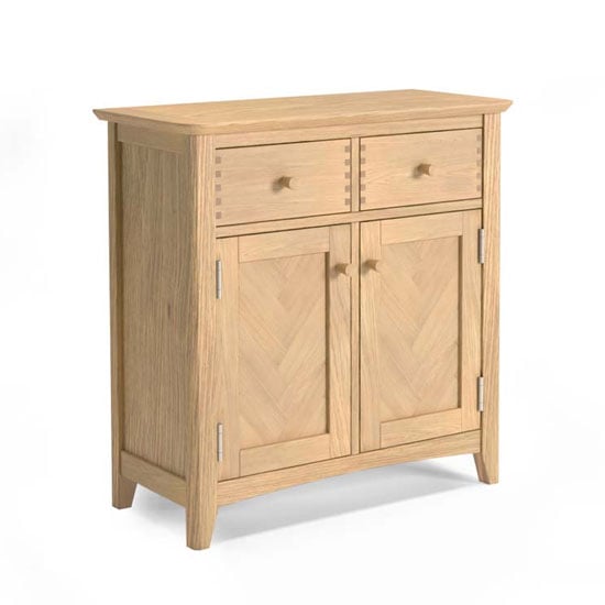 Photo of Carnial wooden small sideboard in blond solid oak