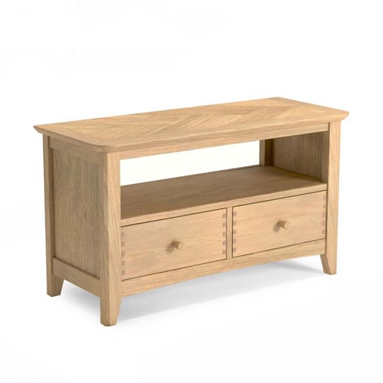 Photo of Carnial wooden small tv unit in blond solid oak