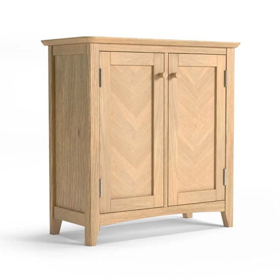Carnial Wooden Storage Cabinet In Blond Solid Oak With 2 Doors_2