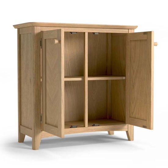 Carnial Wooden Storage Cabinet In Blond Solid Oak With 2 Doors_3