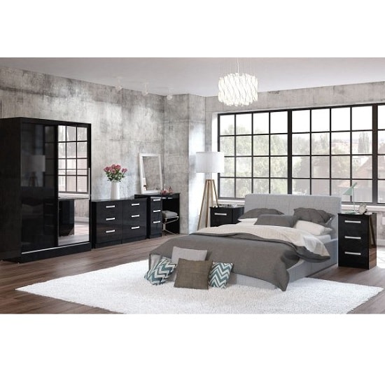Carola Chest Of Drawers In Black High Gloss With 6 Drawers_3