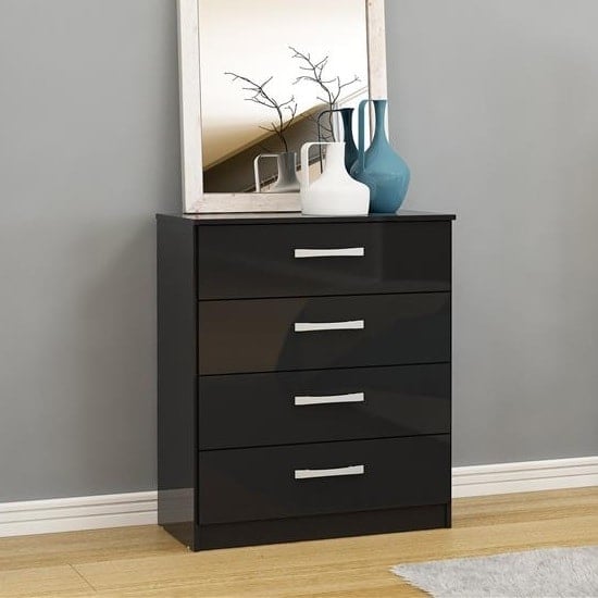 Read more about Carola chest of drawers in black high gloss with 4 drawers