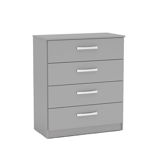 Photo of Carola chest of drawers in grey high gloss with 4 drawers