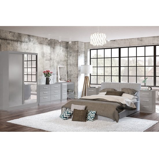 Carola Bedside Cabinet In Grey High Gloss With 3 Drawers_3