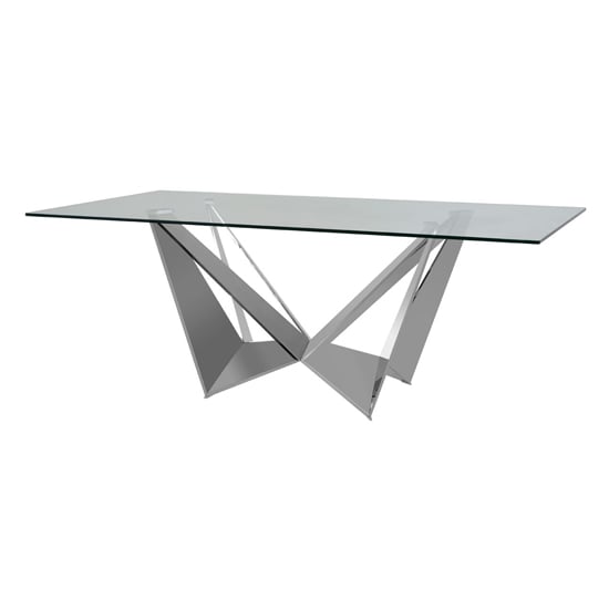Carolex Rectangular Clear Glass Dining Table With Chrome Base