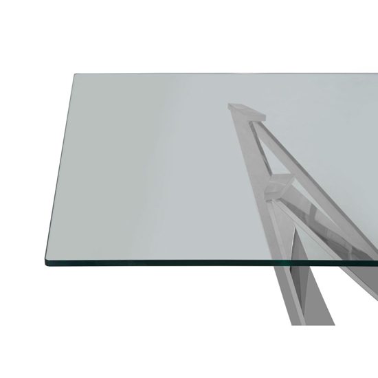 Carolex Rectangular Clear Glass Dining Table With Chrome Base