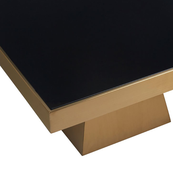 Carolex Square Black Glass Coffee Table With Gold Steel Base