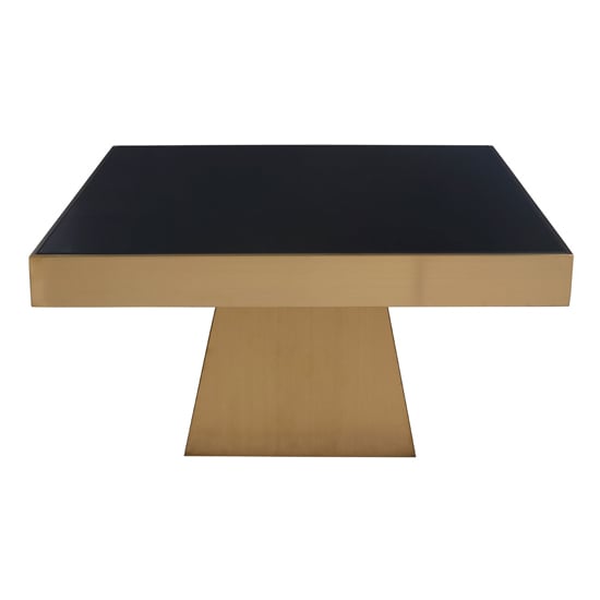 Product photograph of Carolex Square Black Glass Coffee Table With Gold Steel Base from Furniture in Fashion