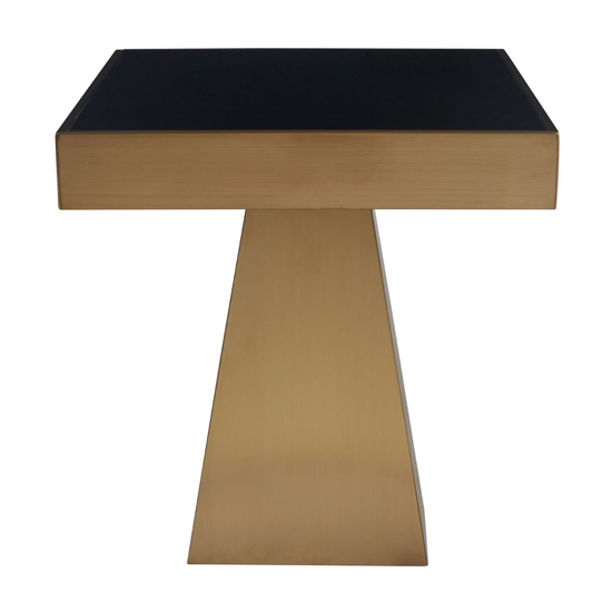 Carolex Square Black Glass Side Table With Gold Steel Base