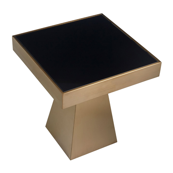 Carolex Square Black Glass Side Table With Gold Steel Base_3