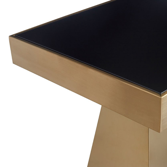 Carolex Square Black Glass Side Table With Gold Steel Base