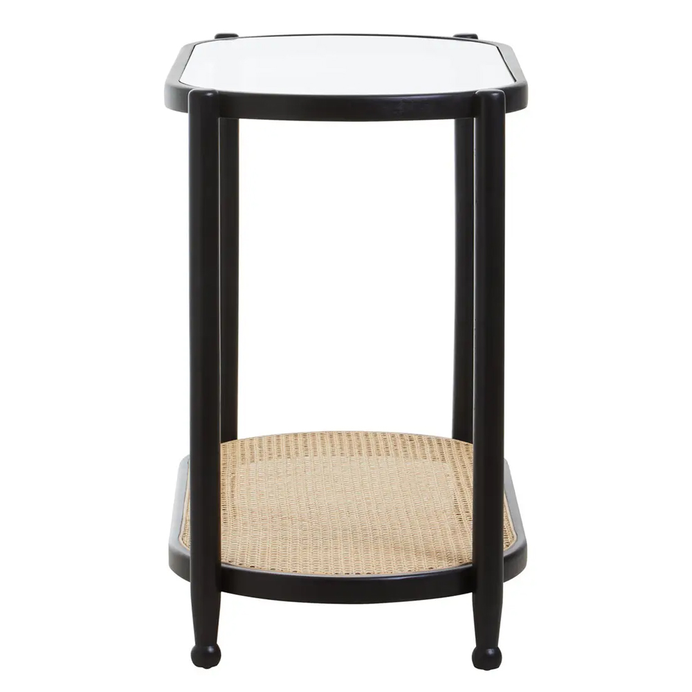 Carolina Clear Glass Top Console Table With Black Wooden Frame