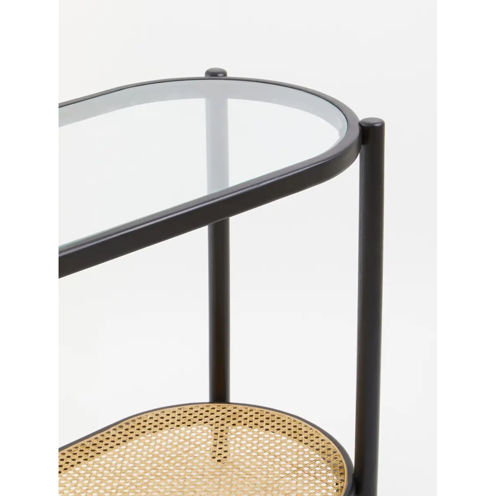 Carolina Clear Glass Top Console Table With Black Wooden Frame