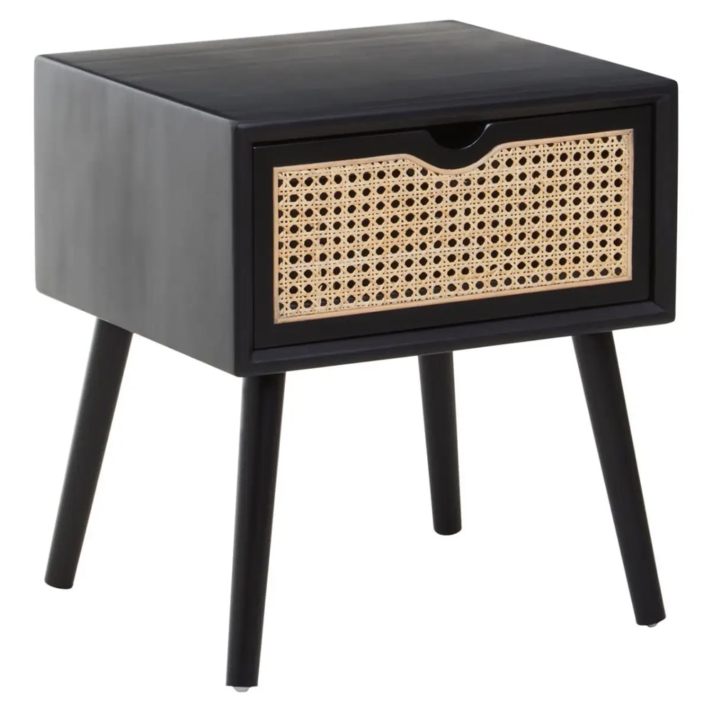 Carolina Wooden Side Table With 1 Drawer In Black And Oak