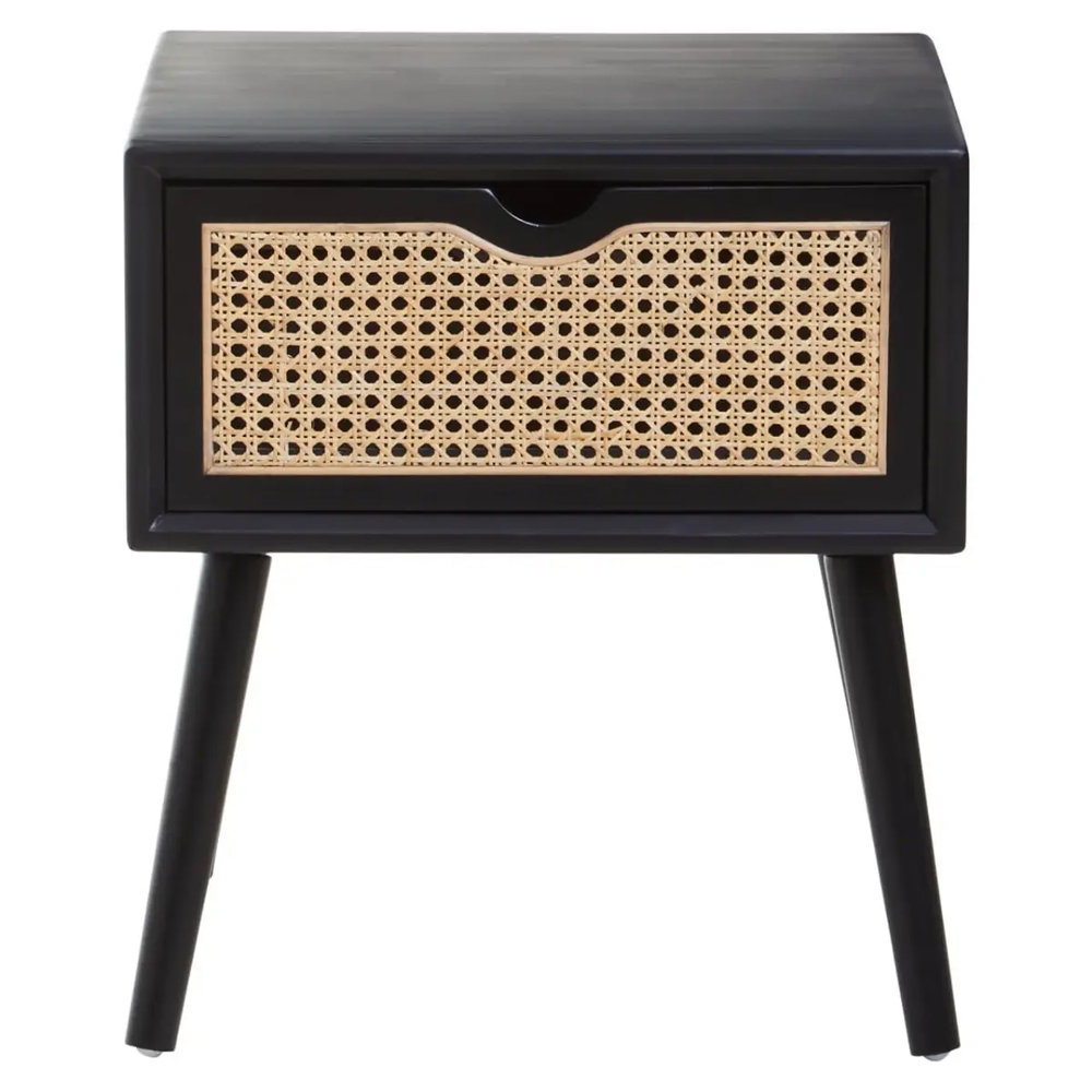 Carolina Wooden Side Table With 1 Drawer In Black And Oak