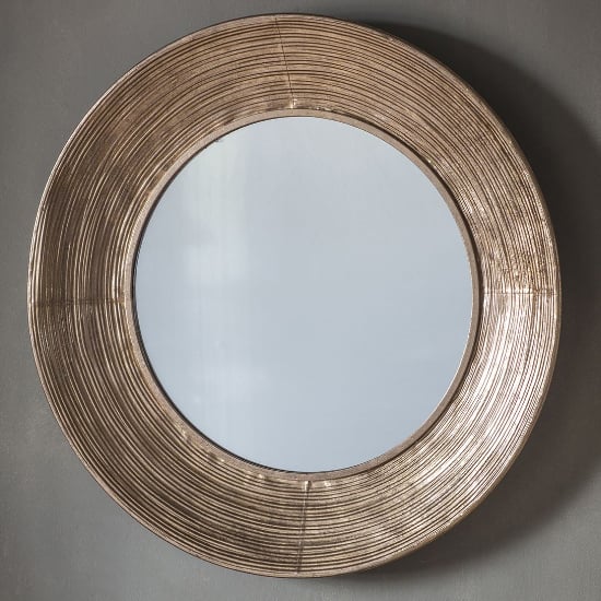 Product photograph of Caroline Round Wall Bedroom Mirror In Gold Frame from Furniture in Fashion