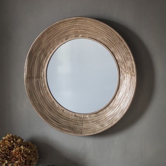 Caroline Contemporary Wall Mirror Round In Iron Frame
