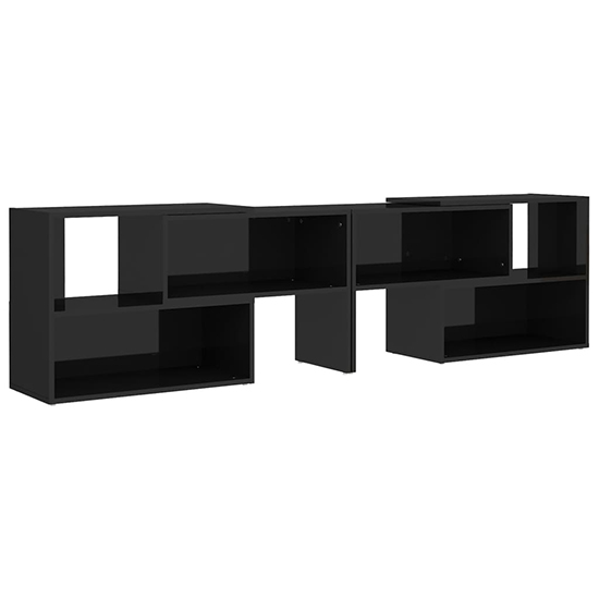 Carolus High Gloss TV Stand With Shelves In Black_3
