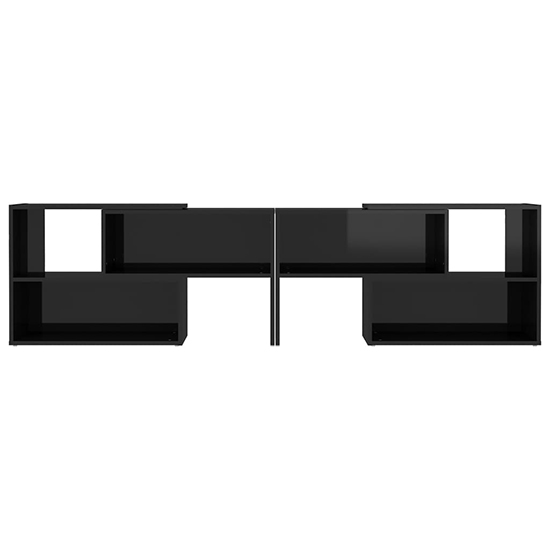 Carolus High Gloss TV Stand With Shelves In Black_4