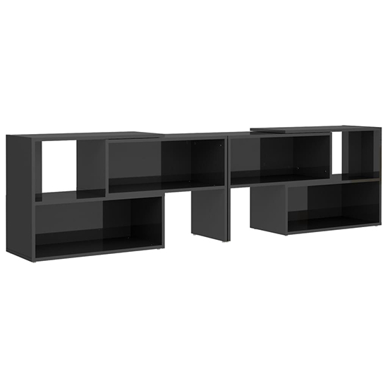 Carolus High Gloss TV Stand With Shelves In Grey_3